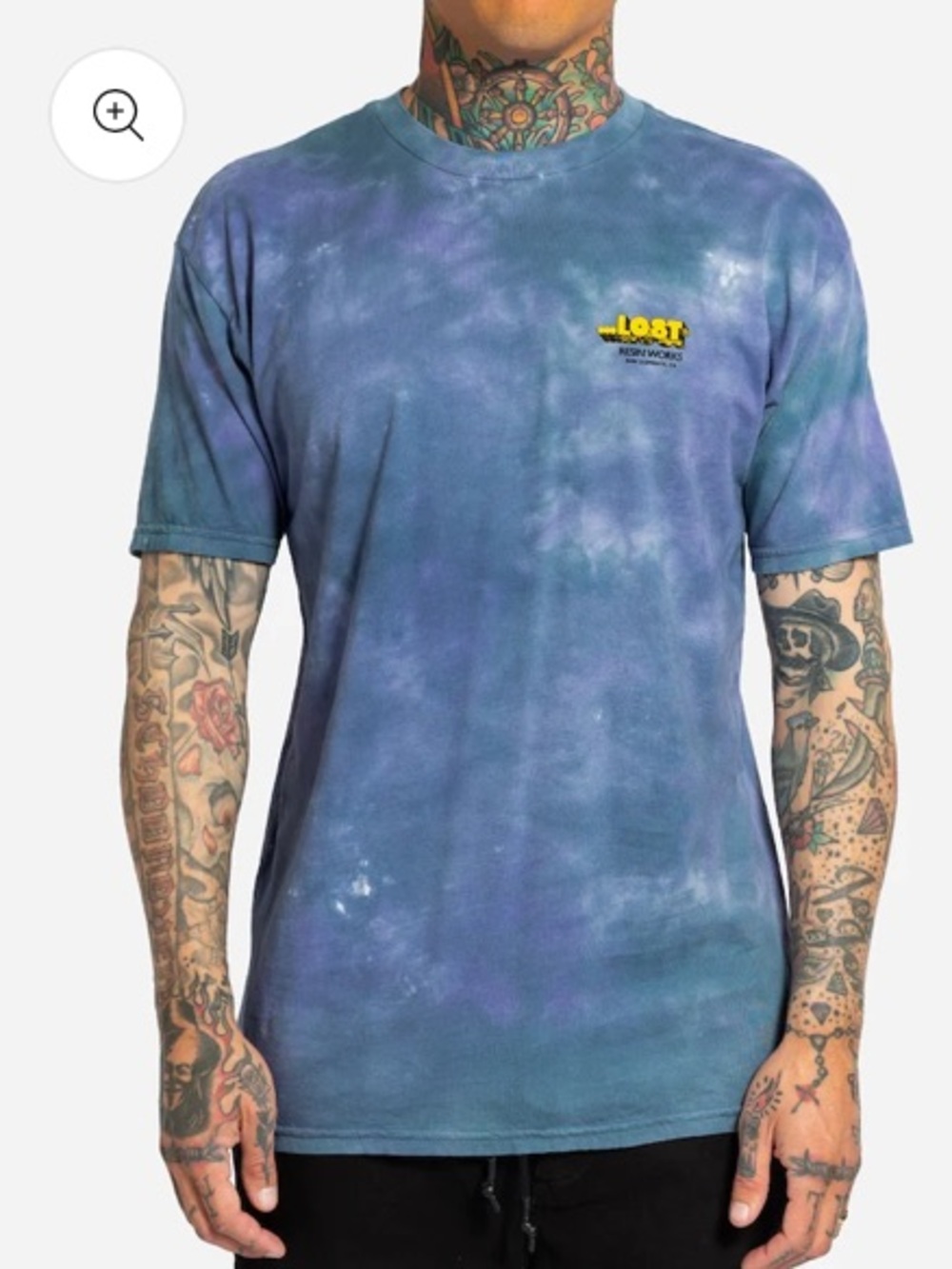 LOST ENTERPRISES Men’s Hazy Wash tie dye Tee Phantom Blu | L